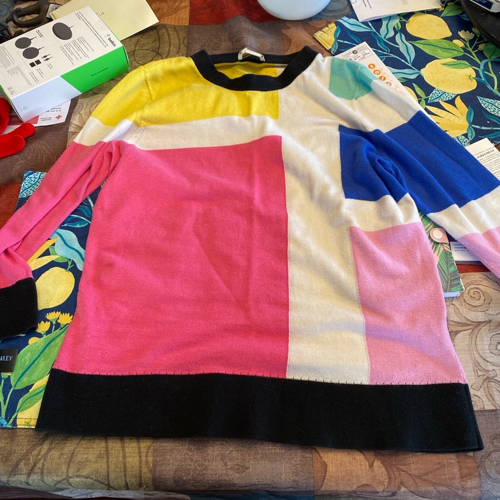 Kate Spade Rylee Colorblock Silk Cashmere Blend Sweater - Picture 2 of 5